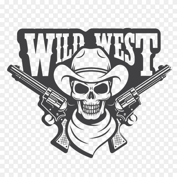 Hand drawn cowboy skull illustration premium vector PNG