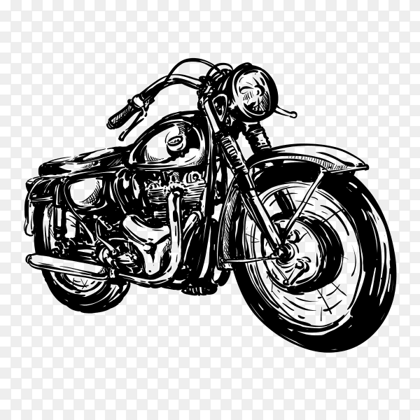 Hand drawn motorcycle poster on transparent background PNG