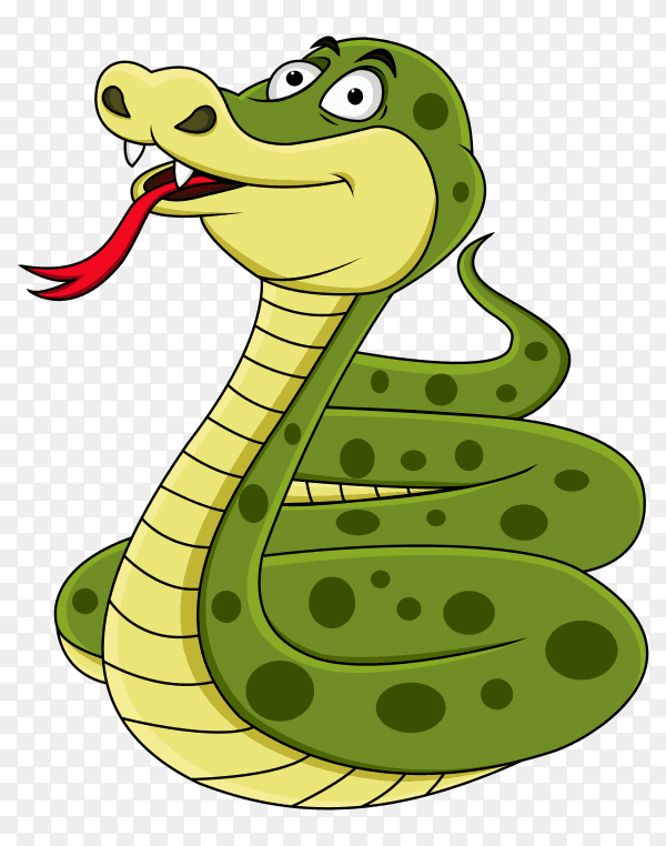 Hand painted cartoon snake on transparent background PNG