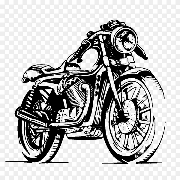 Illustration of classic motorcycle premium vector PNG