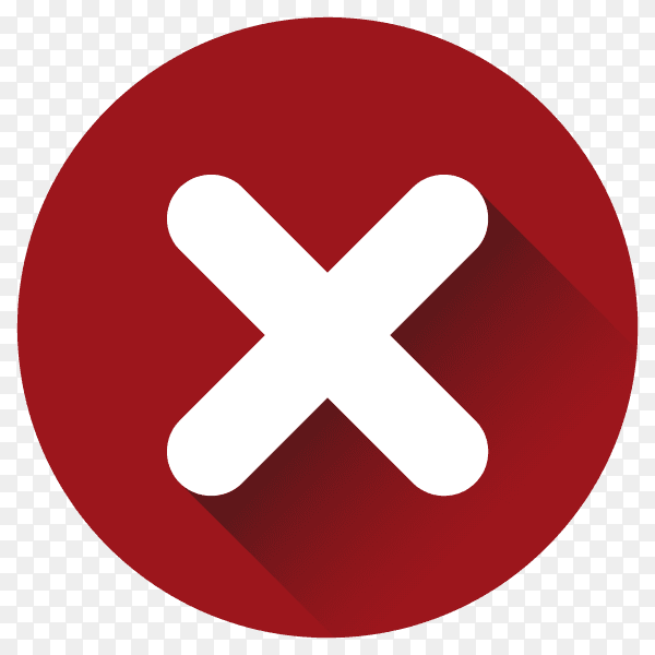 Incorrect sign icon on transparent background PNG