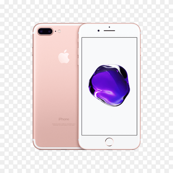 Iphone 7 plus rose gold phone on transparent background PNG