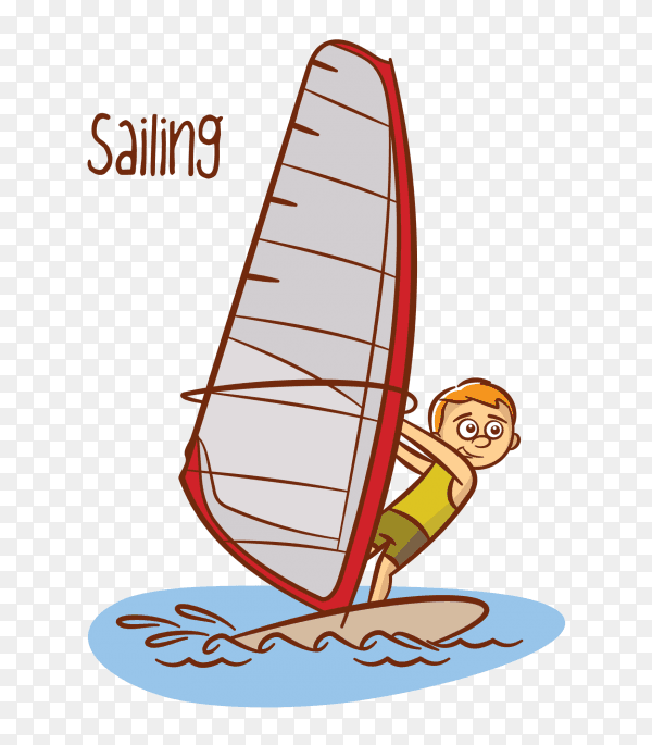 Kids sailing sport on transparent background PNG
