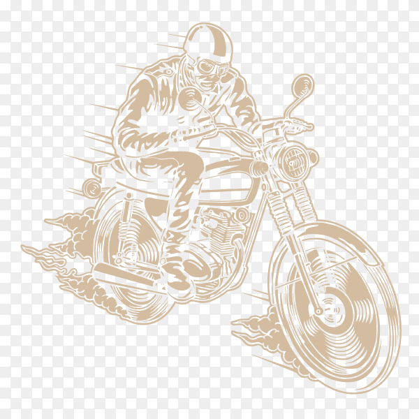 Man riding motorcycle illustration on transparent background PNG