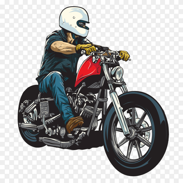Man riding motorcycle on transparent background PNG