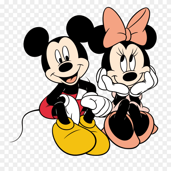 Mickey and minnie mouse cartoon on transparent background PNG