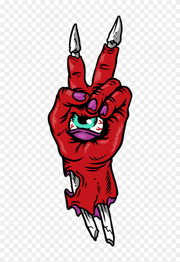Monster hand Illustration on transparent background PNG