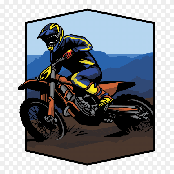 Motorcycle race on mountain on transparent background PNG
