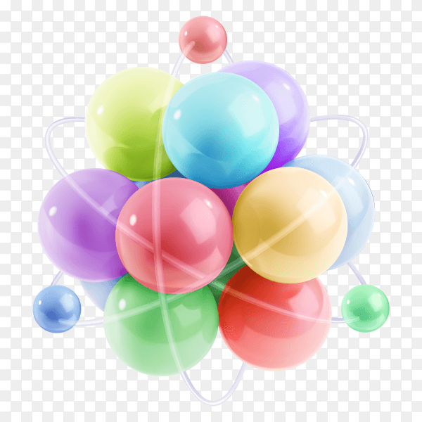 Multicoloured molecule illustration on transparent background PNG