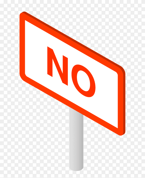 No sign on white stick on transparent background PNG