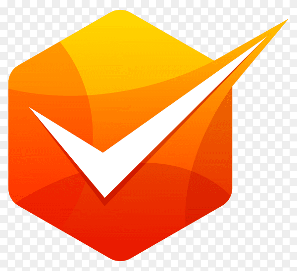 Orange right mark icon on transparent background PNG