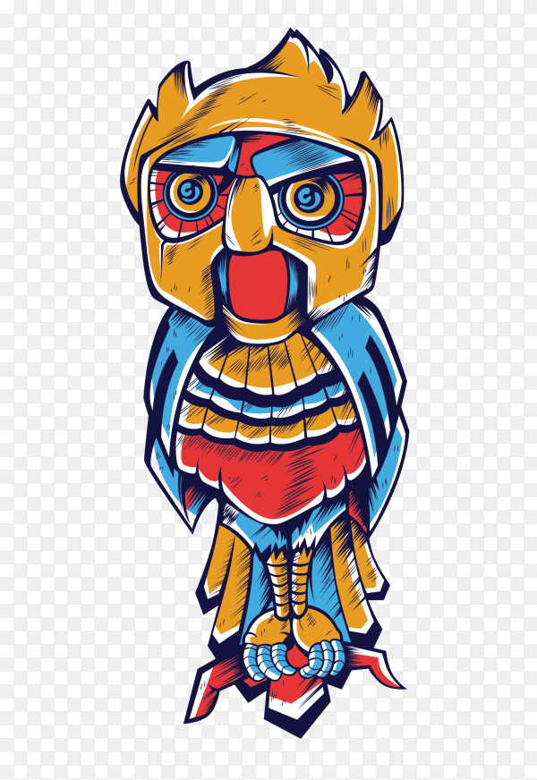Owl Robot Illustration on transparent background PNG