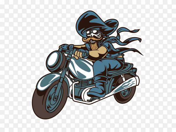 Pirate Biker cartoon on transparent background PNG