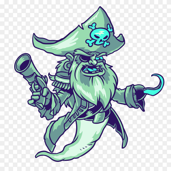 Pirate ghost illustration on transparent background PNG