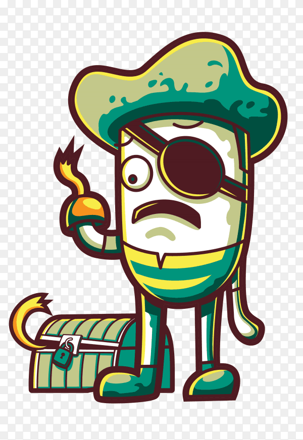 Pirate looking for treasure Premium Vector PNG