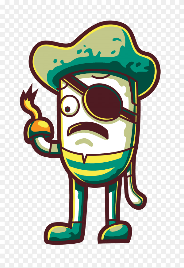 Pirate looking for treasure on transparent background PNG