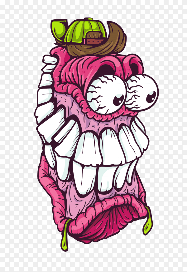 Purple monster character on transparent background PNG