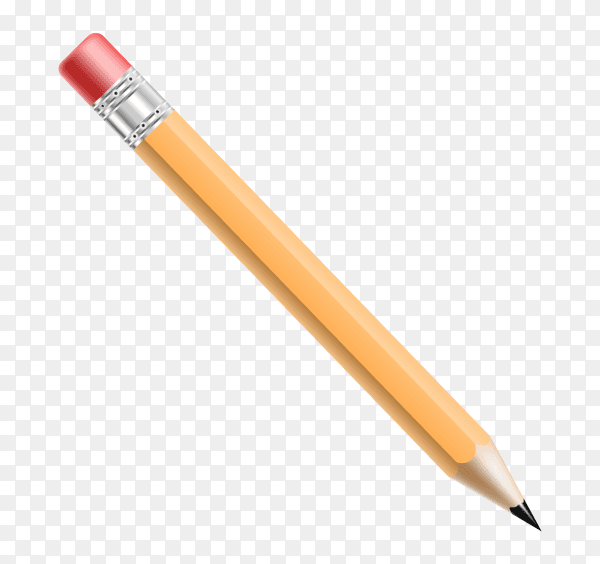 Realistic pencil with rubber on transparent background PNG