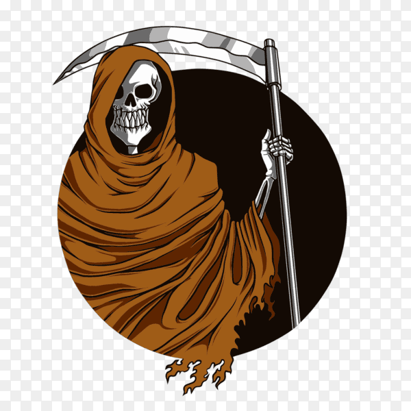 Reaper with Scythe Illustration on transparent background PNG