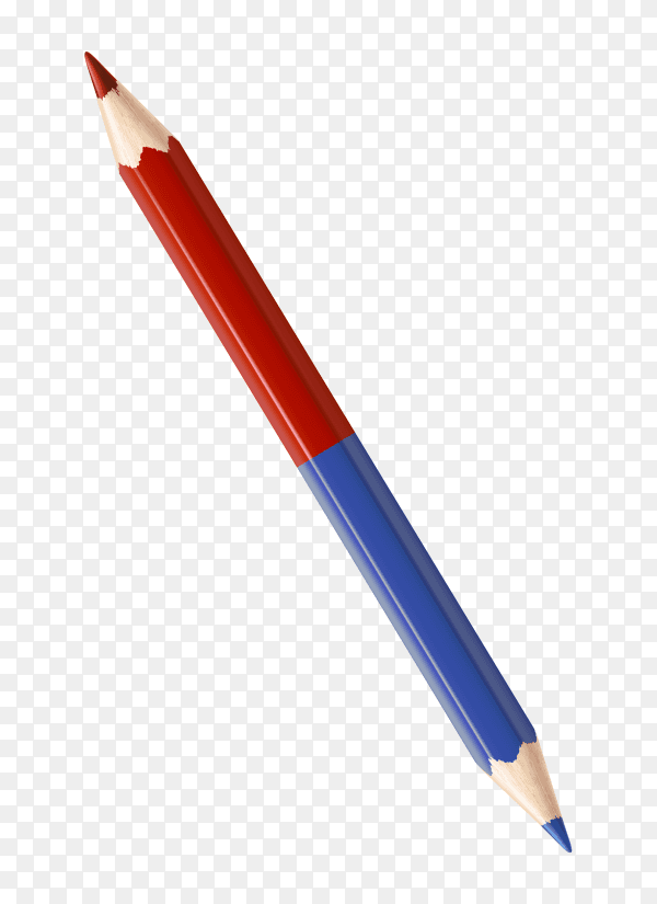 Red and Blue pencil on transparent background PNG