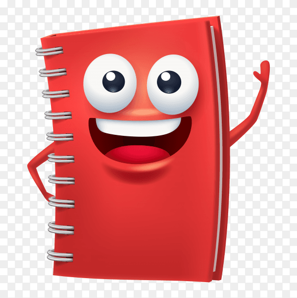 Red cartoon book on transparent background PNG