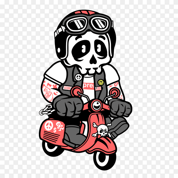 Skeleton rigind a motorbike vector PNG