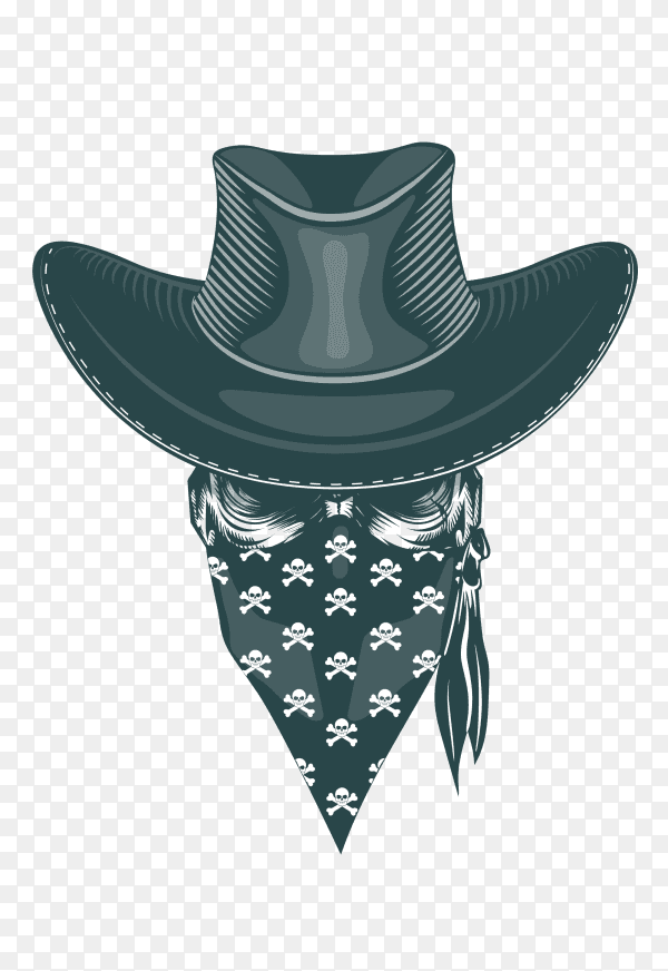 Skull cowboy mask on transparent background PNG