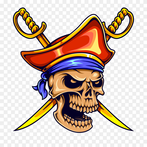 Skull pirate sword premium vector PNG