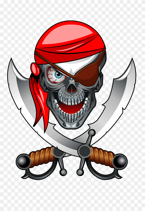 Skull pirate with crossed sword illustration Vector PNG