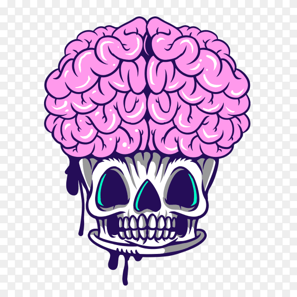 Skull with brain on transparent background PNG