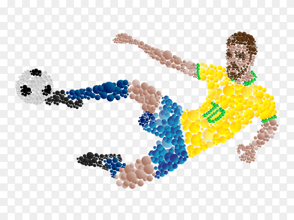 Soccer player kicking ball on transparent background PNG
