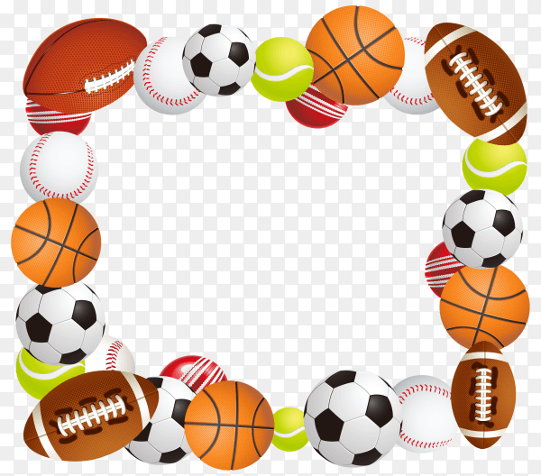 Sport balls collection on transparent background PNG