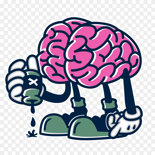 Toxic mind character illustration on transparent background PNG
