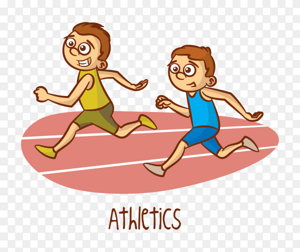 Two boys running Premium vector PNG