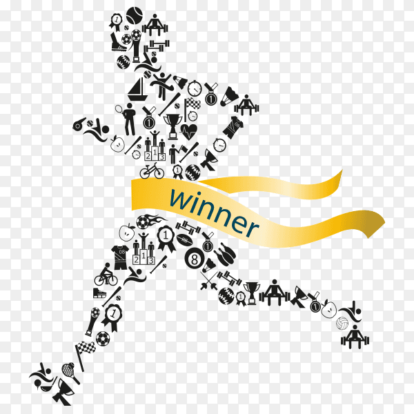 Winner man design concept on transparent background PNG