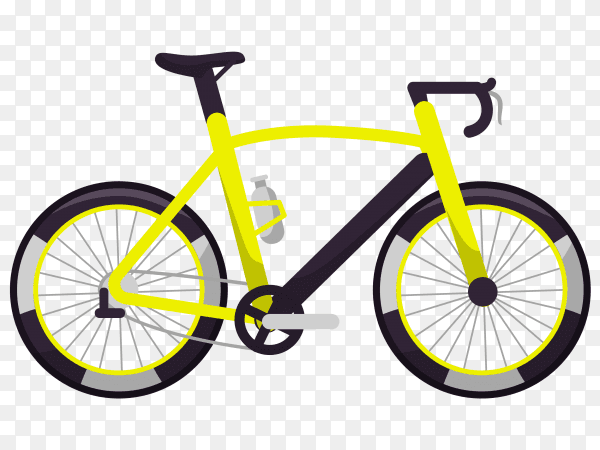 Yellow bicycle on transparent background PNG