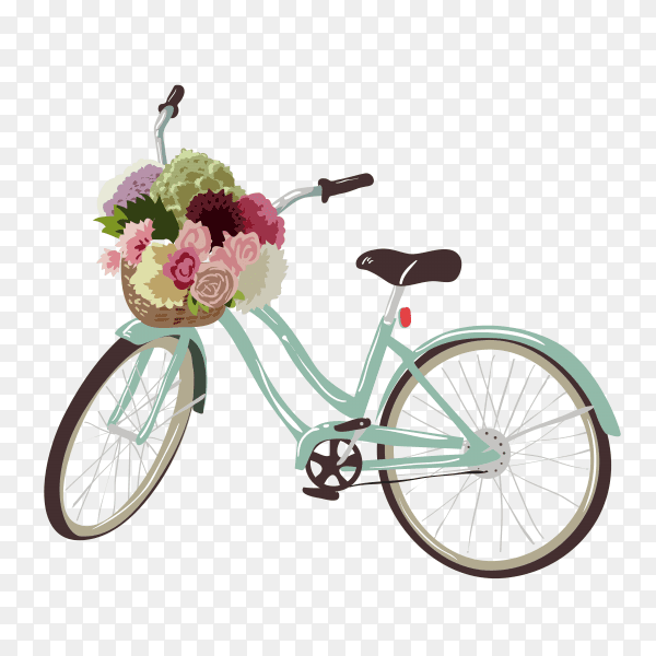 bicycle with flowers illustration on transparent background PNG