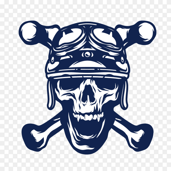 skull morocross rider with crossed bones Premium Vector PNG