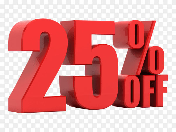 25 percent off promotion on transparent background PNG