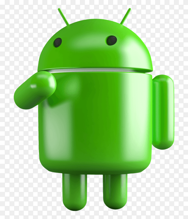 3D android robot illustration on transparent background PNG