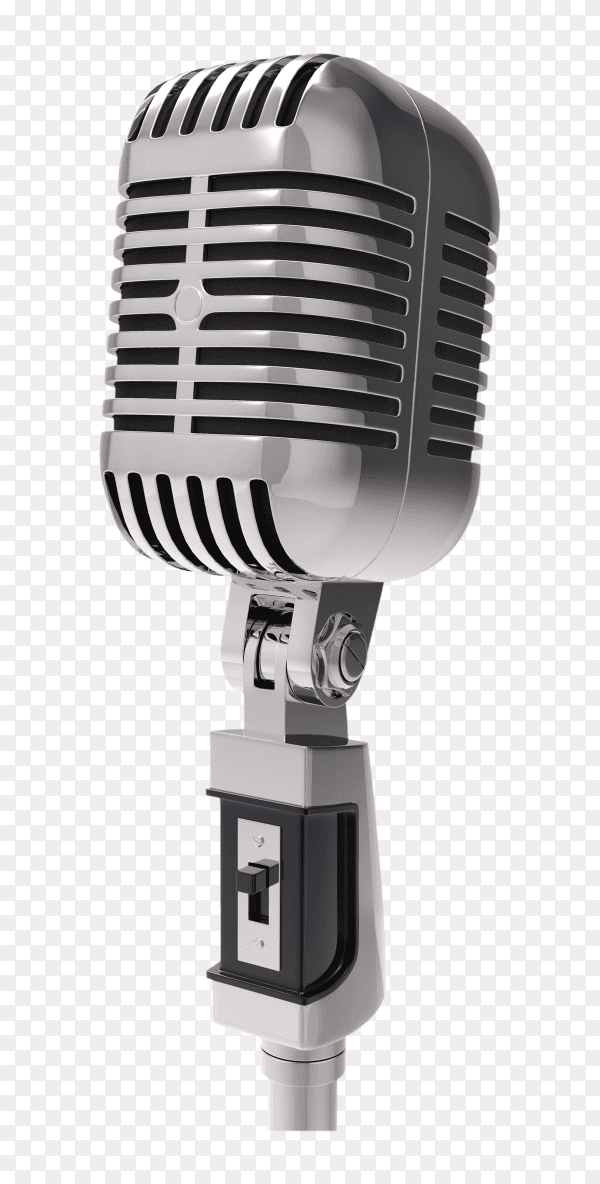 3D retro microphone isolated on transparent background PNG