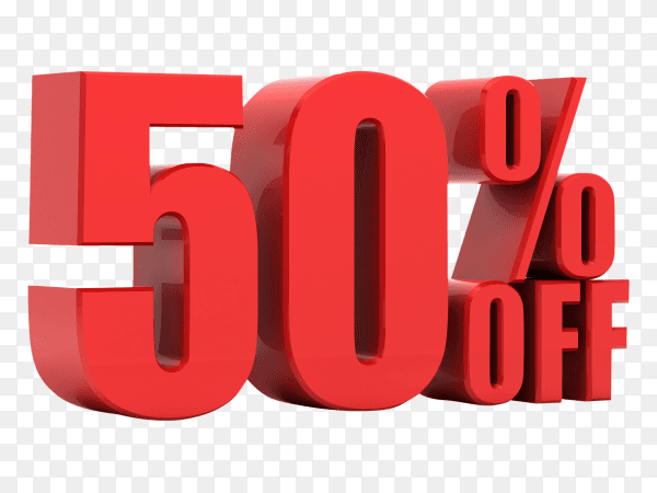 50 percent off promotion on transparent background PNG