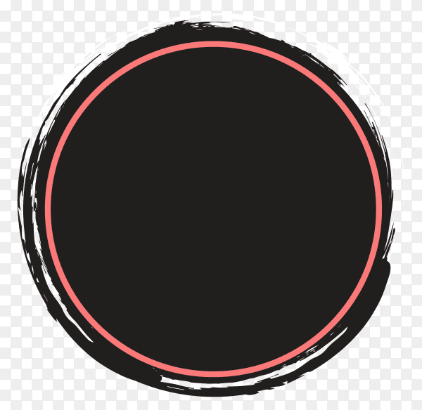 Abstract grunge splatter in circle frame on transparent background PNG
