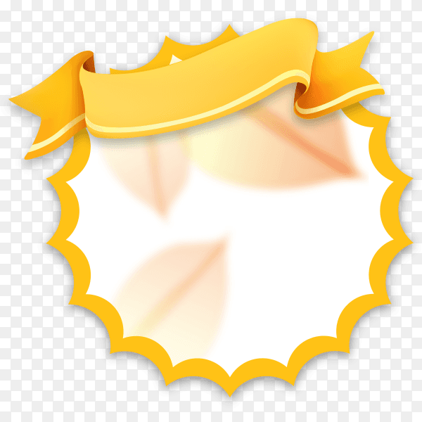 Abstract yellow banner with Ribbon on transparent background PNG