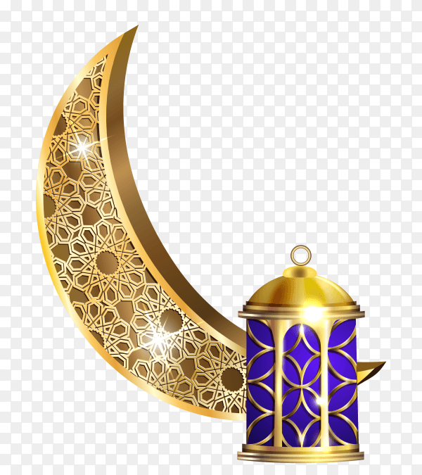 Beautiful decorative moon ramadan kareem on transparent background PNG