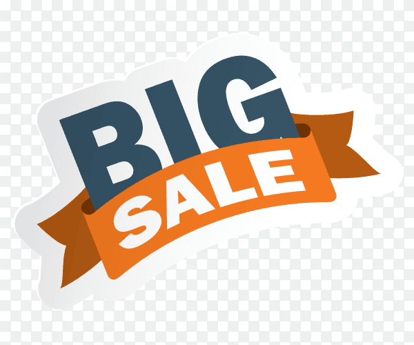 Big sale banner design on transparent background PNG