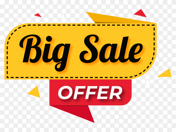 Big sale banner design on transparent background PNG