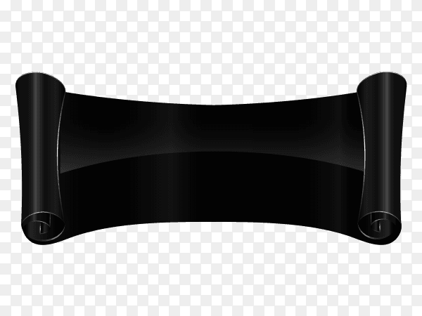 Black curved textile banner on transparent background PNG