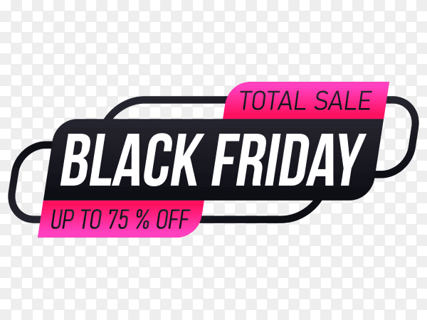 Black friday banner design on transparent background PNG