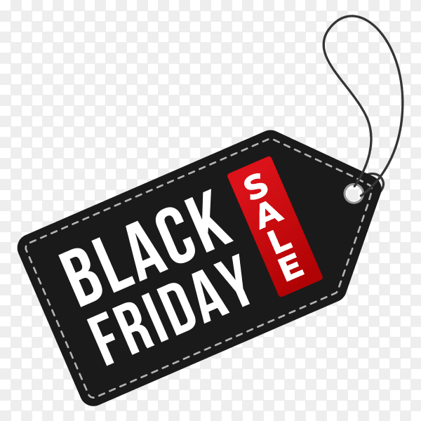 Black friday banner with tag label price on transparent background PNG